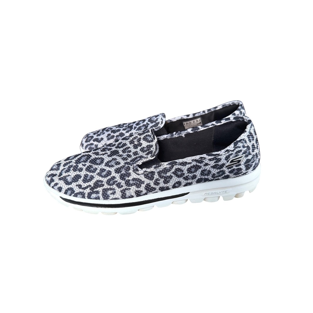 Skechers Go Walk 2 Super Sock Leopard Print Slip On Shoes  Grey Womens 8 walking